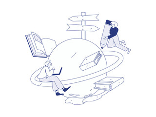 Education and learning people flat vector concept hand drawn illustration
