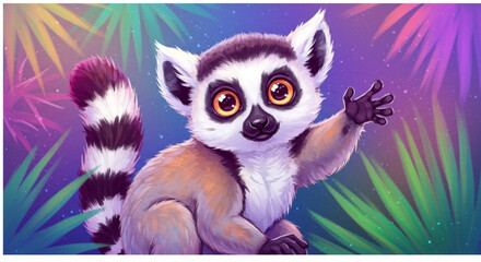 Fototapeta premium Lemur Digital Painting