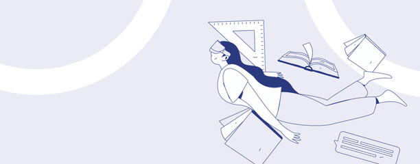 Education and learning people flat vector concept hand drawn illustration
