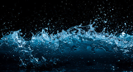 glowing blue ocean wave digital wallpaper