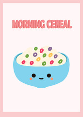 a morning cereal with milk card design