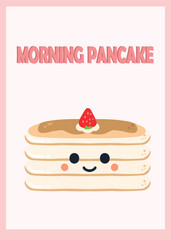 a pancake with strawberry designcard