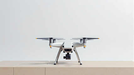 Folded Landing Drone on Light Background  
