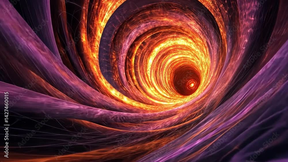 Poster mesmerizing abstract vortex dynamic swirl of colorful orange and purple energy, showcasing depth and