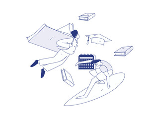 Education and learning people flat vector concept hand drawn illustration
