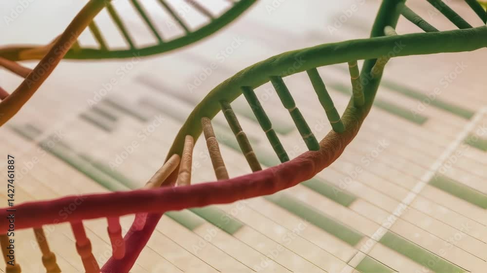 Poster an engaging medium closeup of a holographic genome display featuring a select segment being highligh