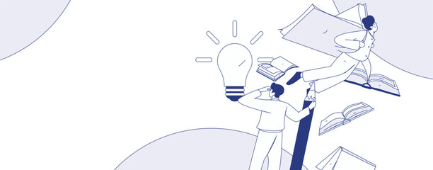 Education and learning people flat vector concept hand drawn illustration
