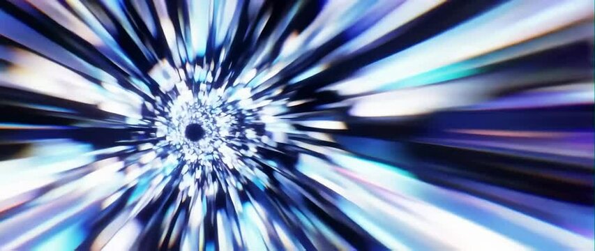 Anamorphic video of Insane camera flythrough Dynamic crystal shards expanding, abstract background 