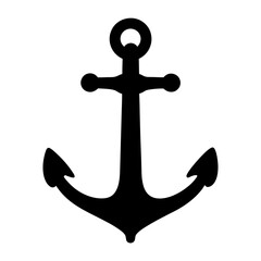 Black silhouette of an anchor on a white background in vector format