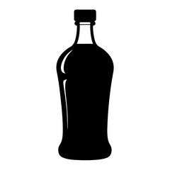 A solid black silhouette of a stylish decanter with stopper