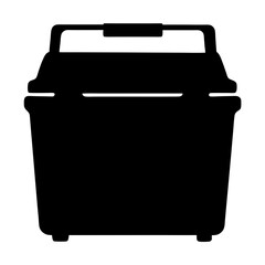 Isolated Black Silhouette of a Portable Ice Chest or Cooler Container