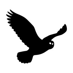 Obraz premium Silhouette of a majestic owl soaring through the sky with outstretched wings
