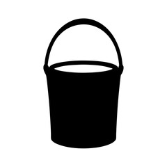 Simple black bucket icon on white background great for garden supply needs © Atique62