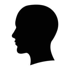 Silhouette of a human head in profile showcasing facial features with simplicity