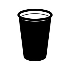 Black and white simple image of a plastic or paper cup