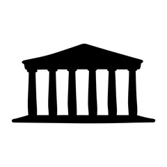 Simple silhouette of a classical Greek or Roman temple with columns