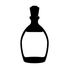 Silhouette of an antique glass bottle with stopper holding a liquid