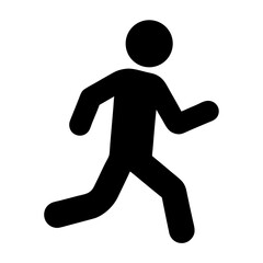 Black and white drawing of a stick figure running or jogging
