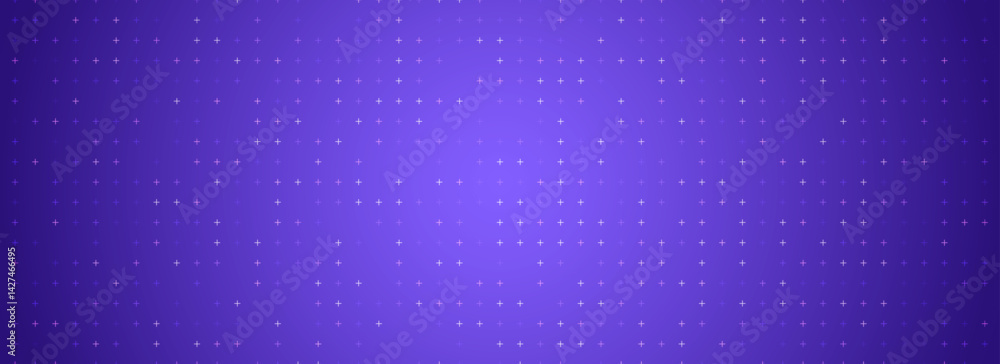 Poster Purple glowing dot grid background. Dotted tech square network backdrop. Abstract checkered dashboard pattern for science, technology, business, healthcare, medicine design template. Vector