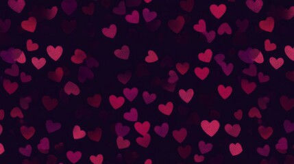 pink seamless hearts, a seamless pattern of hearts for romantic, colorful fade valentine heart isolated on dark purple background