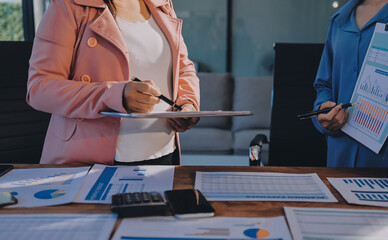 Business analyze,Close up Business people meeting to discuss the situation on the market. Business...