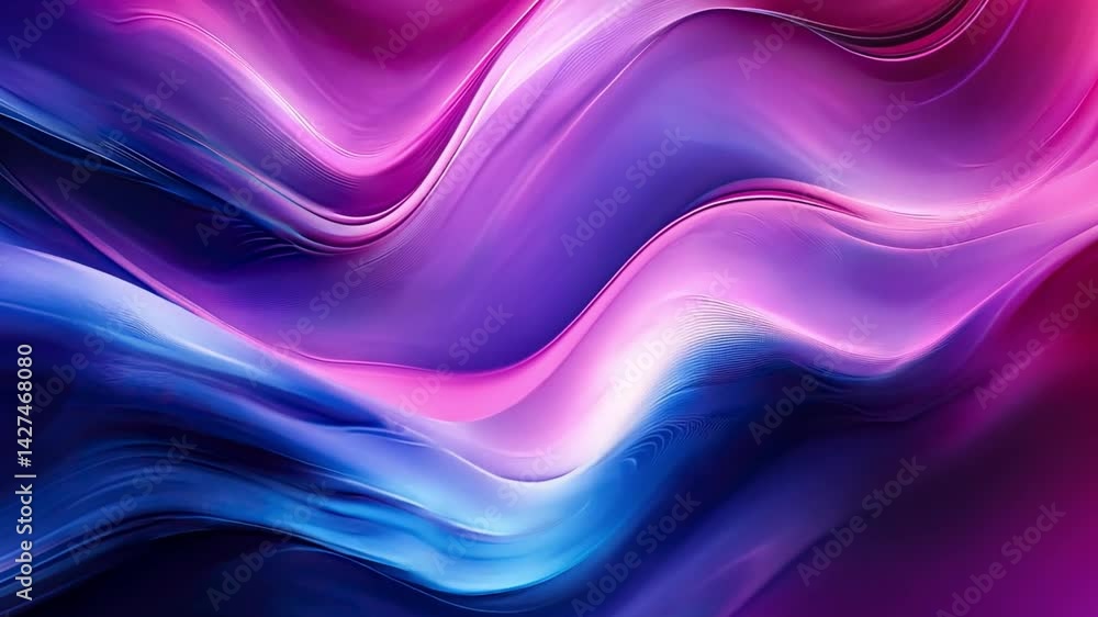 Poster vibrant abstract waves in pink and blue create dynamic, fluid visual experience with smooth gradient