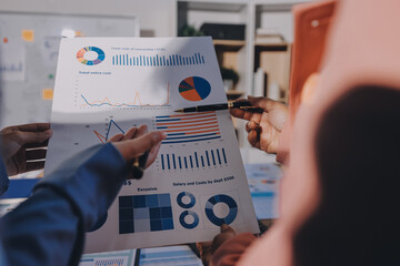 Business analyze,Close up Business people meeting to discuss the situation on the market. Business...