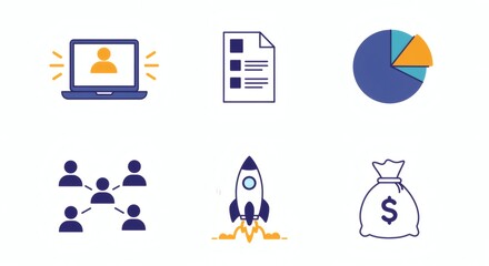 Fototapeta premium Business Startup Icons: A Modern Flat Design Illustration
