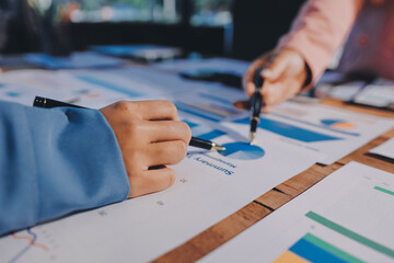 Business analyze,Close up Business people meeting to discuss the situation on the market. Business...