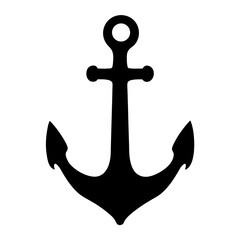 Black and white silhouette of a traditional ship anchor design