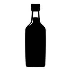 Silhouette of a liquor bottle against white backdrop simple and elegant