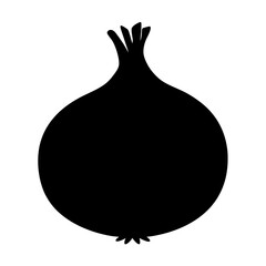 Fototapeta premium Minimalist Black Silhouette of an Onion Vegetable for Graphic Design and Culinary Use