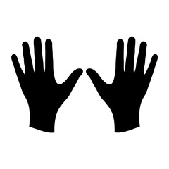 Obraz premium Black silhouette illustration of two hands with outstretched fingers on white background
