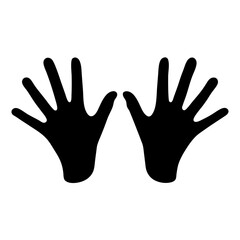 Silhouette of two hands with spread fingers on a white background