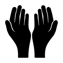 Obraz premium Two black hands reaching upwards, representing prayer, giving, or receiving