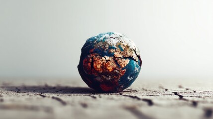 Visual art of the earth's surface experiencing dryness and damage which will cause natural disasters such as drought which will have a bad impact on the earth