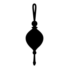 Elegant silhouette of a hanging ornament with string and decorative details