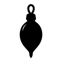 Simple Black Christmas Ornament Silhouette with Elegant Bulb Shape and Loop