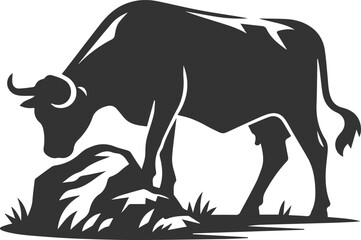 Angus cattle grazing silhouette