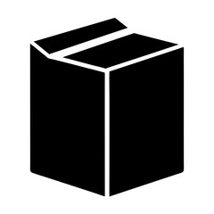 Stylized depiction of a closed cardboard box, representing delivery and logistics