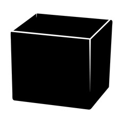 Simple black cube with rounded edges isolated on white background illustration