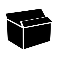 Black and white vector illustration of an open cardboard shipping box
