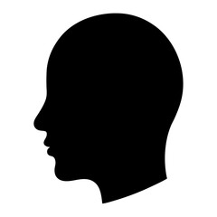 Human head silhouette in profile, isolated against a white background image