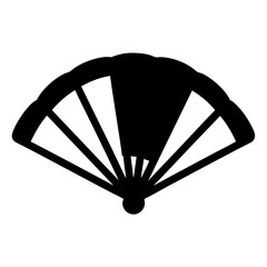 Elegant black hand fan design showing symmetry and traditional Asian influence