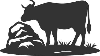 Angus cattle grazing silhouette