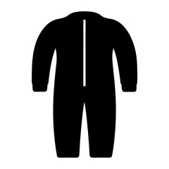 Front view of a black jumpsuit with a zipper down the back