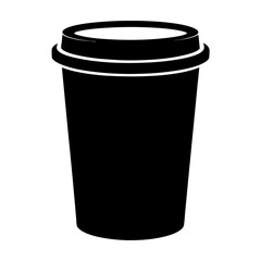 Silhouette of a disposable coffee cup with lid for takeout