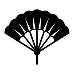 Elegant black folding fan with rounded scalloped top and traditional design