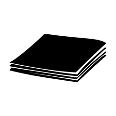 Graphic illustration of stacked papers or documents in black and white
