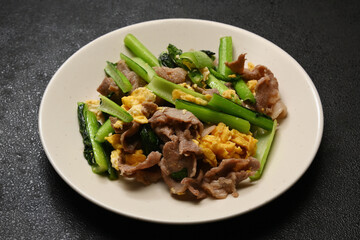 豚肉と小松菜の中華風卵炒め